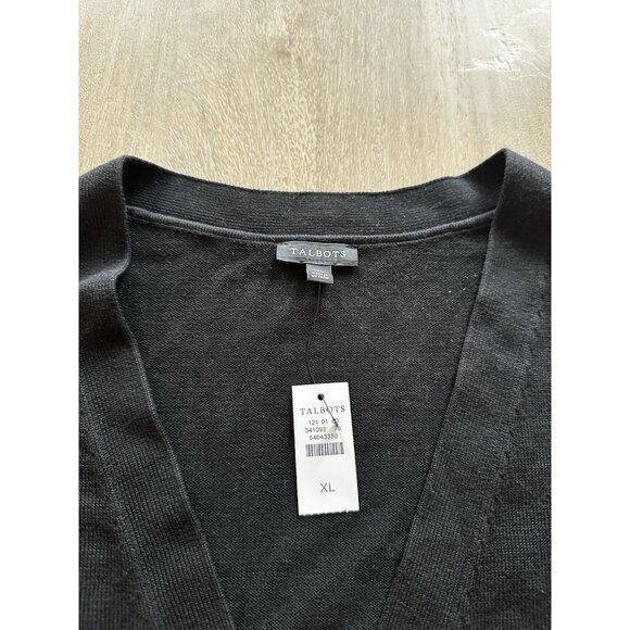 Talbots NWT Black Cardigan Cotton Blend Gold Buttons Size XL - Picture 2 of 7